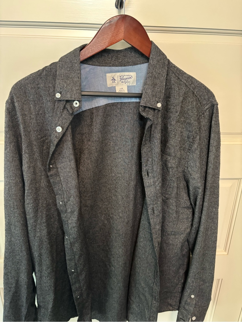 Original Penguin Men’s Heather Charcoal Button-Down Shirt